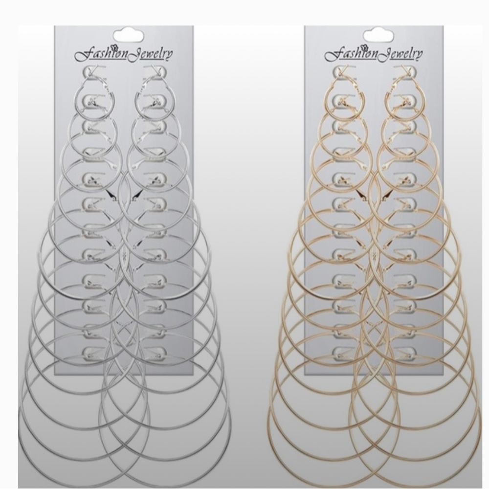 Finrezio 24Pairs Hoop Earrings Set Gold/Silver Earrings